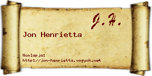 Jon Henrietta névjegykártya